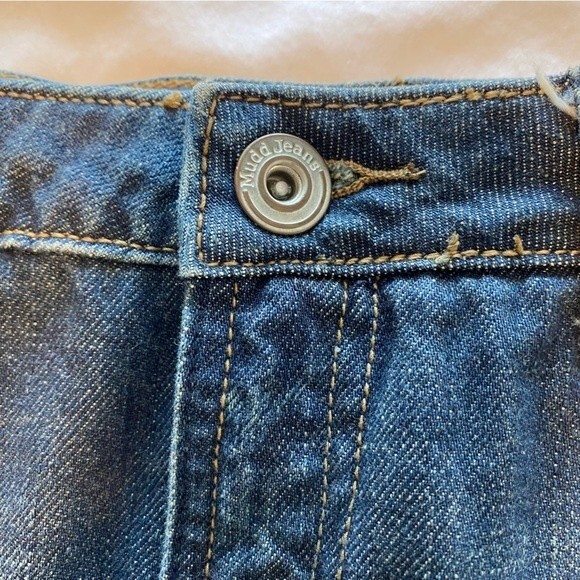 Mudd  Denim Jean Skirt Dark Wash Distressed Ripped Raw Hem Mini Size S (28) - Picture 6 of 9